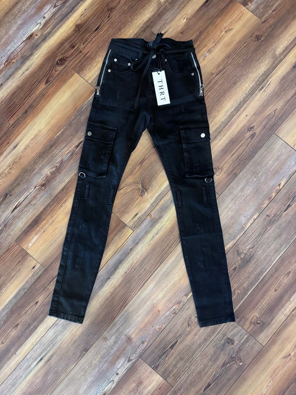 THRT Denim Black Tactical Utility Cargo Jeans Men’s Size 28 NWT